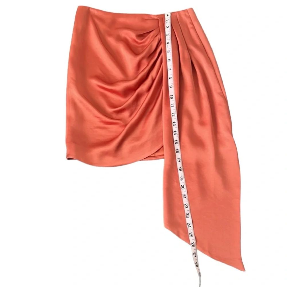 NEW Jonathan Simkhai Mae Coral Draped Satin Mini Skirt Size 4 Reg. $345 - Picture 11 of 12